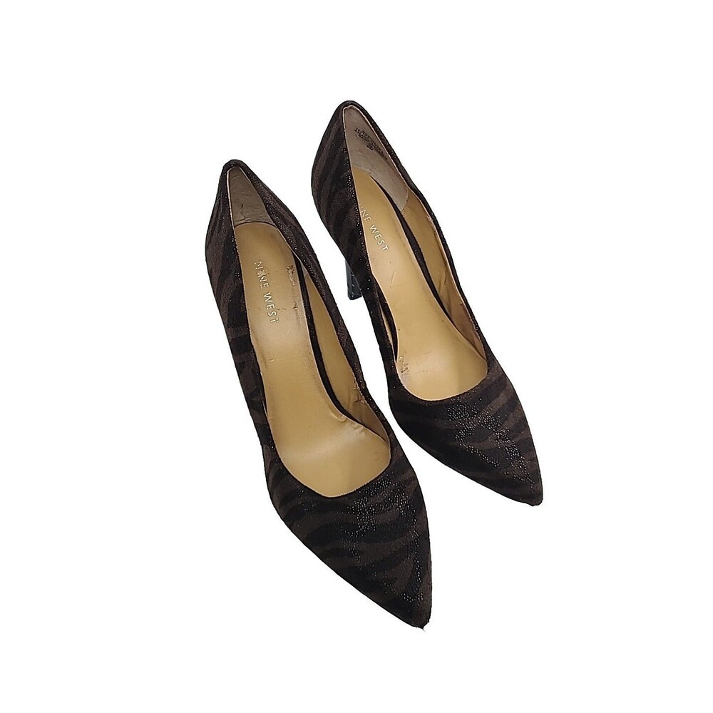Nine West Women's Zebra Pointed Toe Stiletto Heel NW7GWENDLE  Brown Pumps Sz 8 M